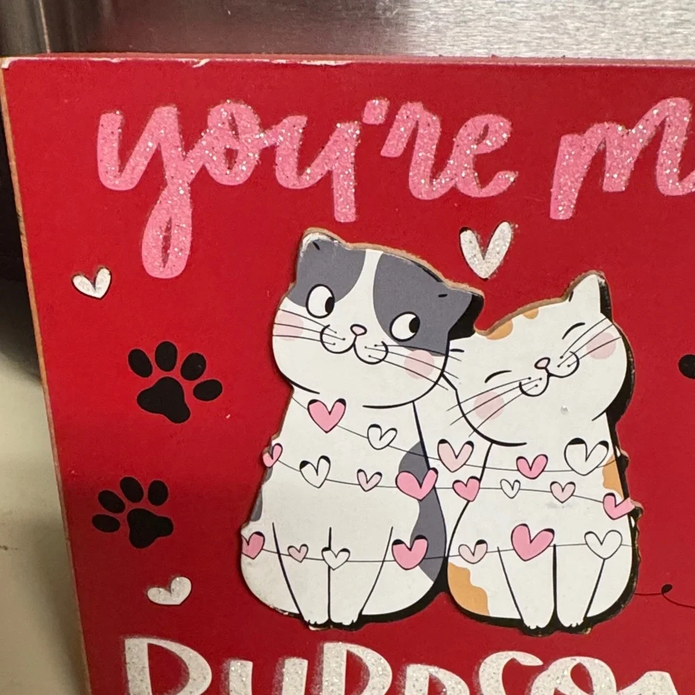 Cute Cat Wall Art - Red and White